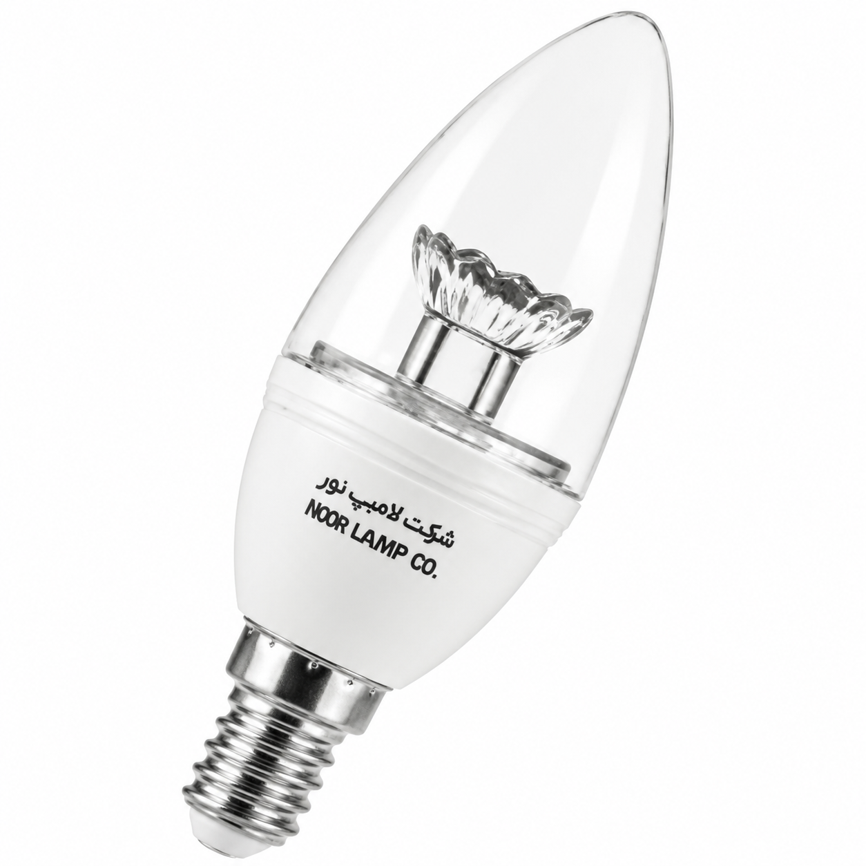 لامپ شمعی و اشکی 6 وات شفاف نور با لنز گل